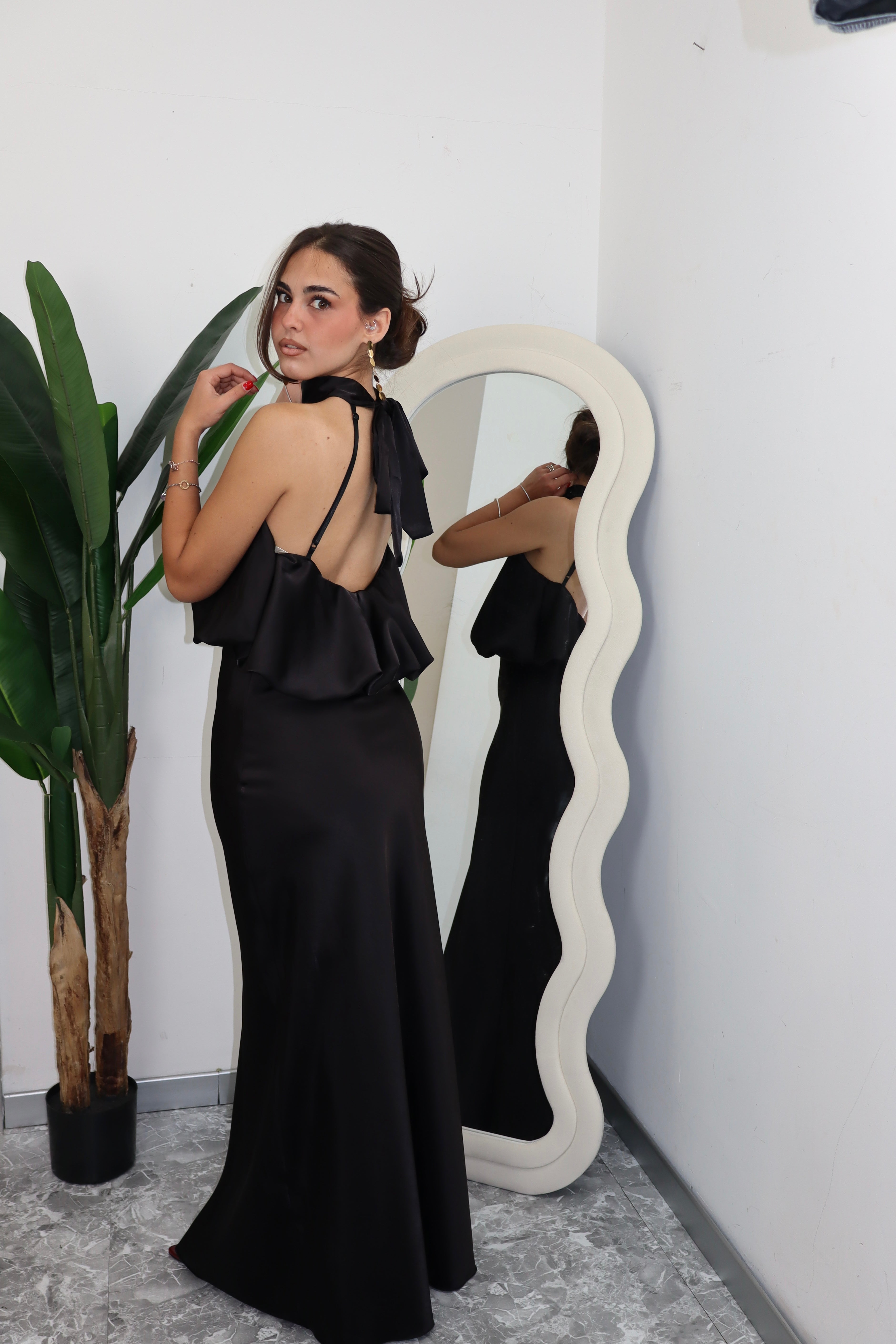 Vestito satin nero