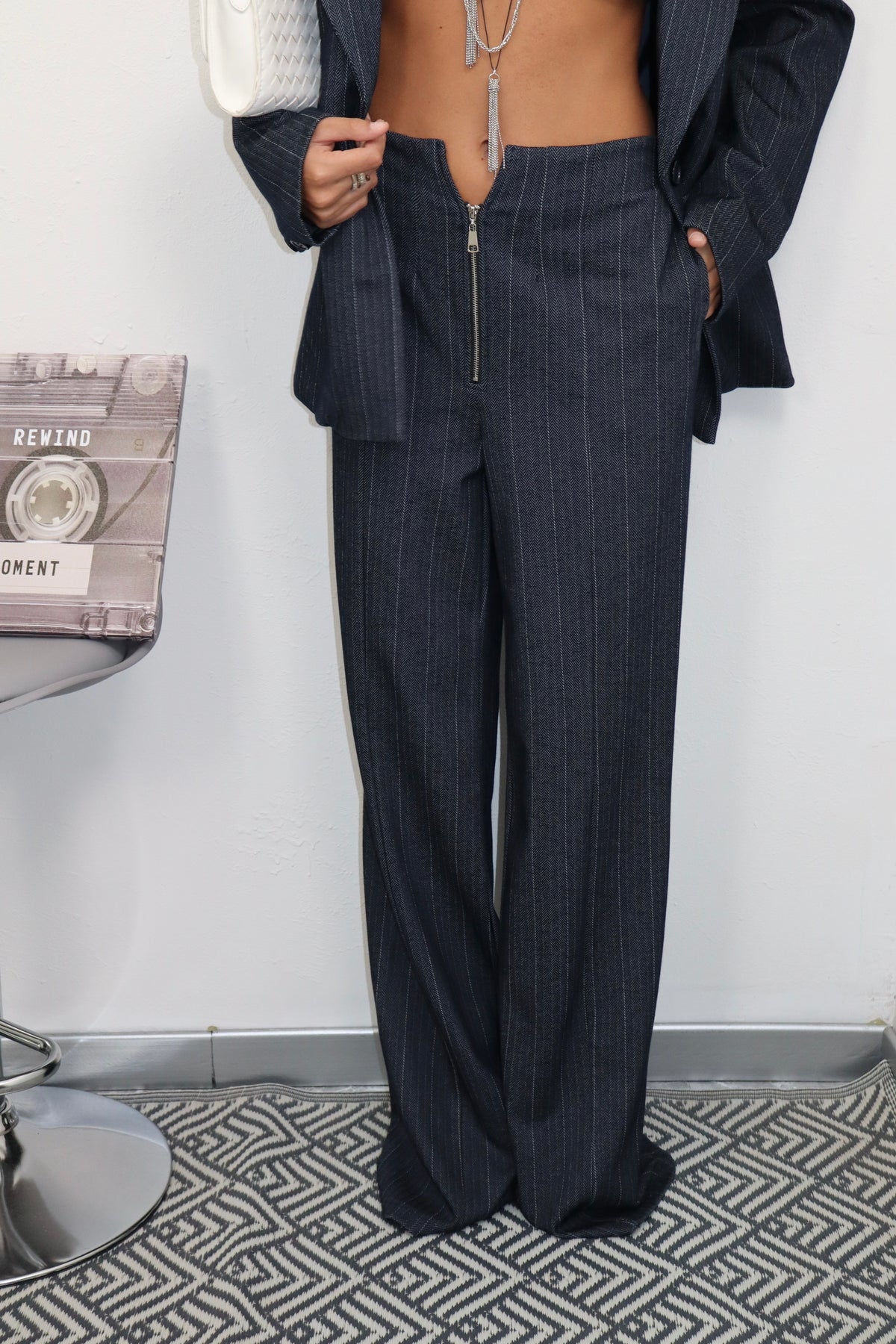 Tailleur gessato Navy