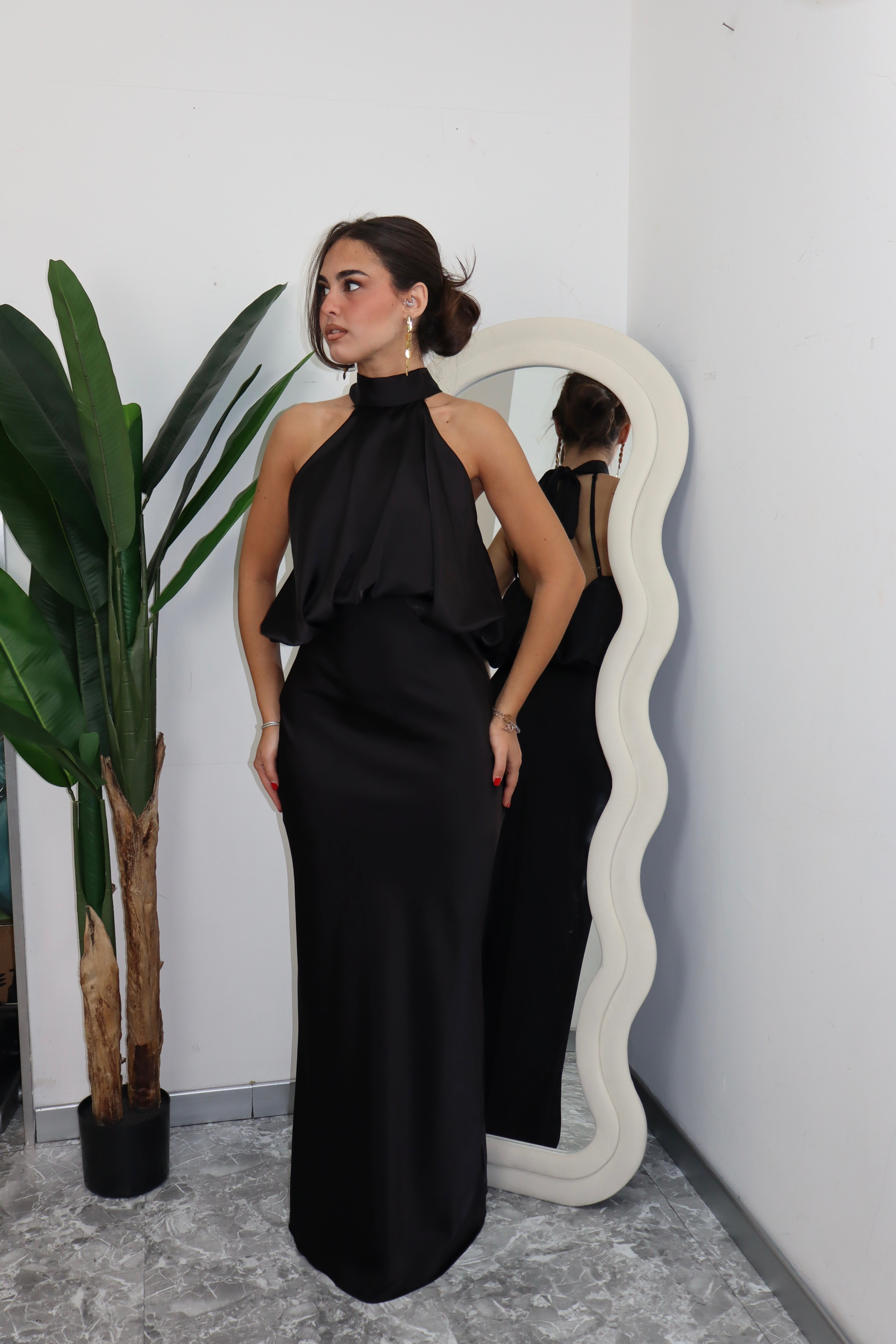 Vestito satin nero
