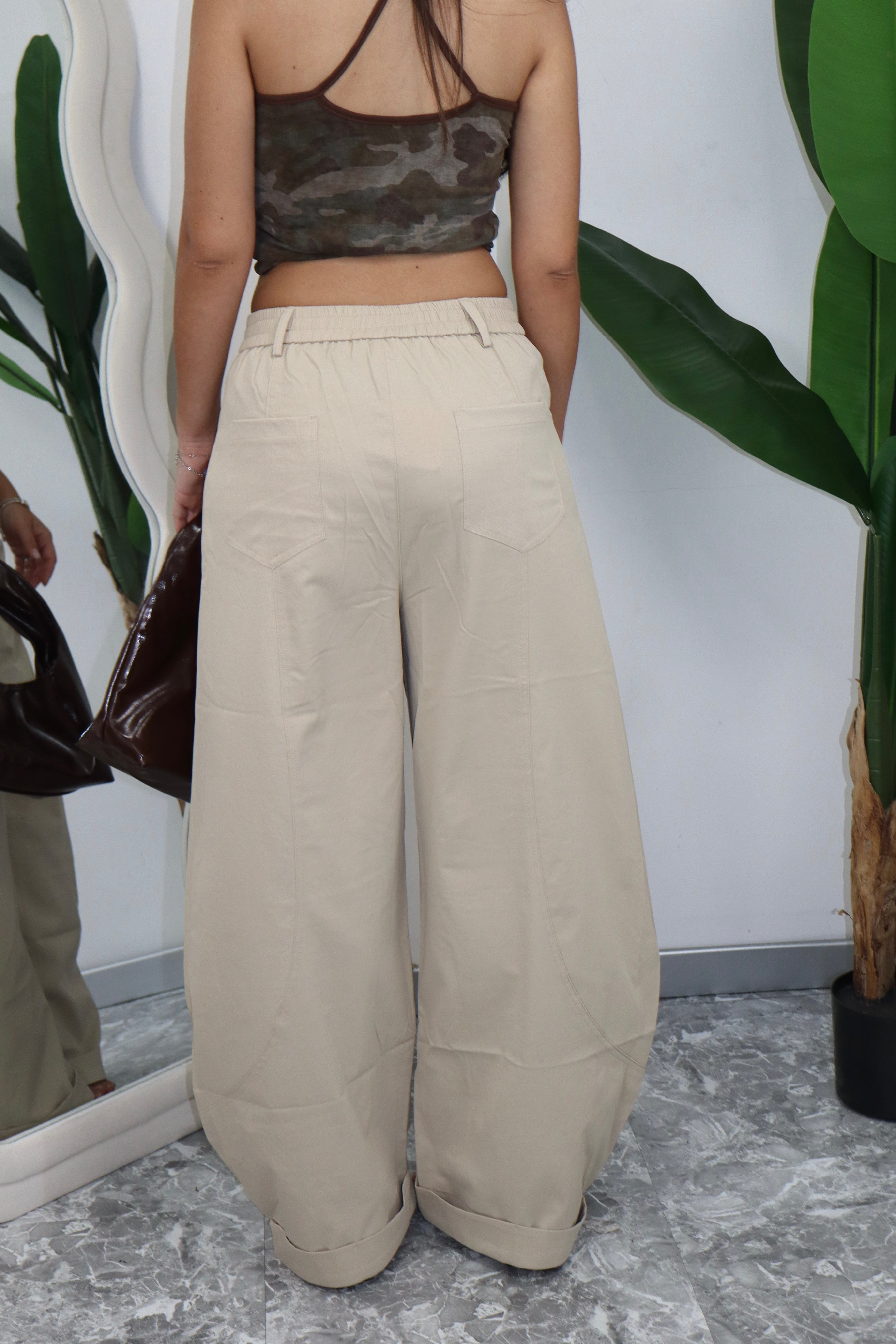 Pantaloni balloon camel