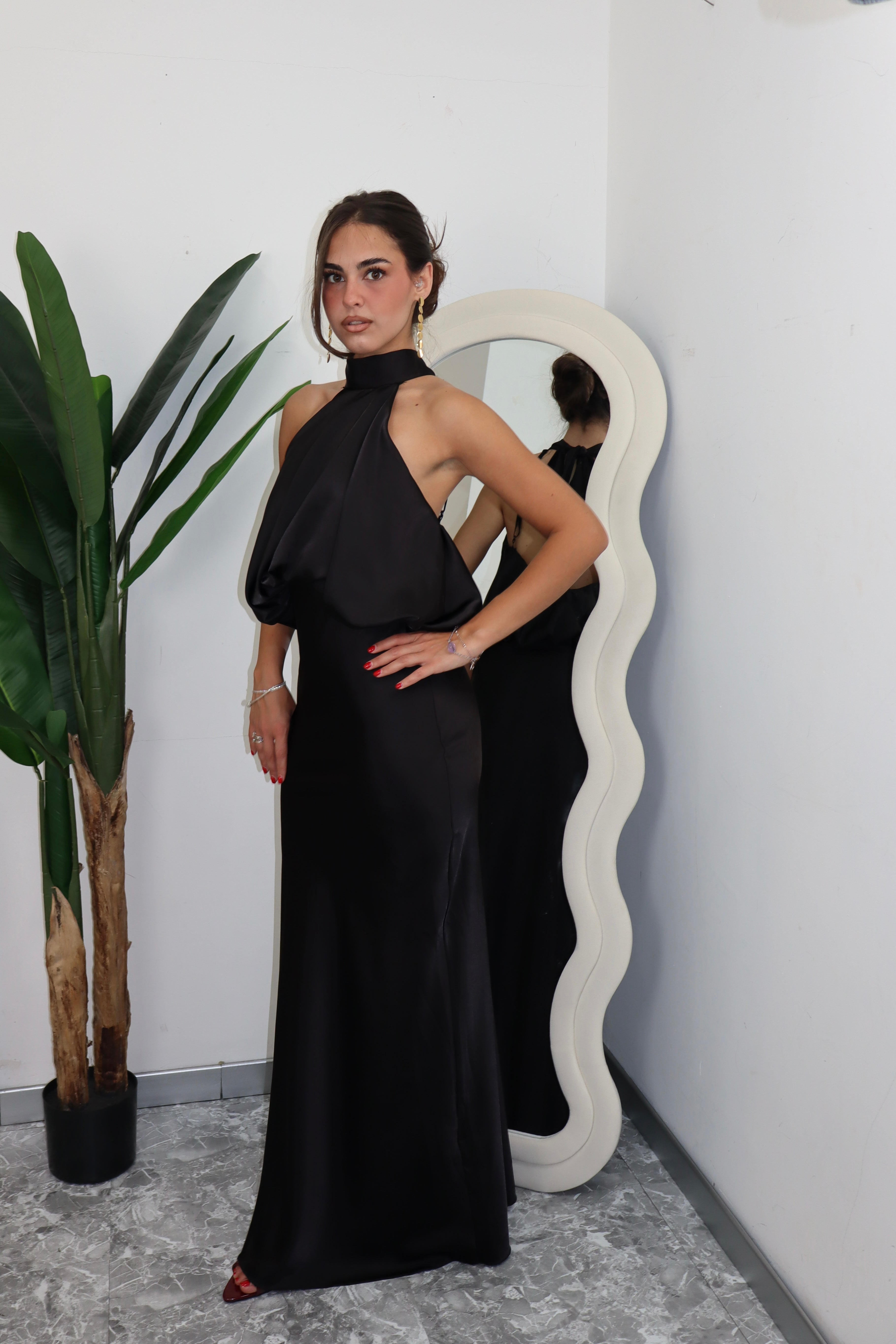 Vestito satin nero