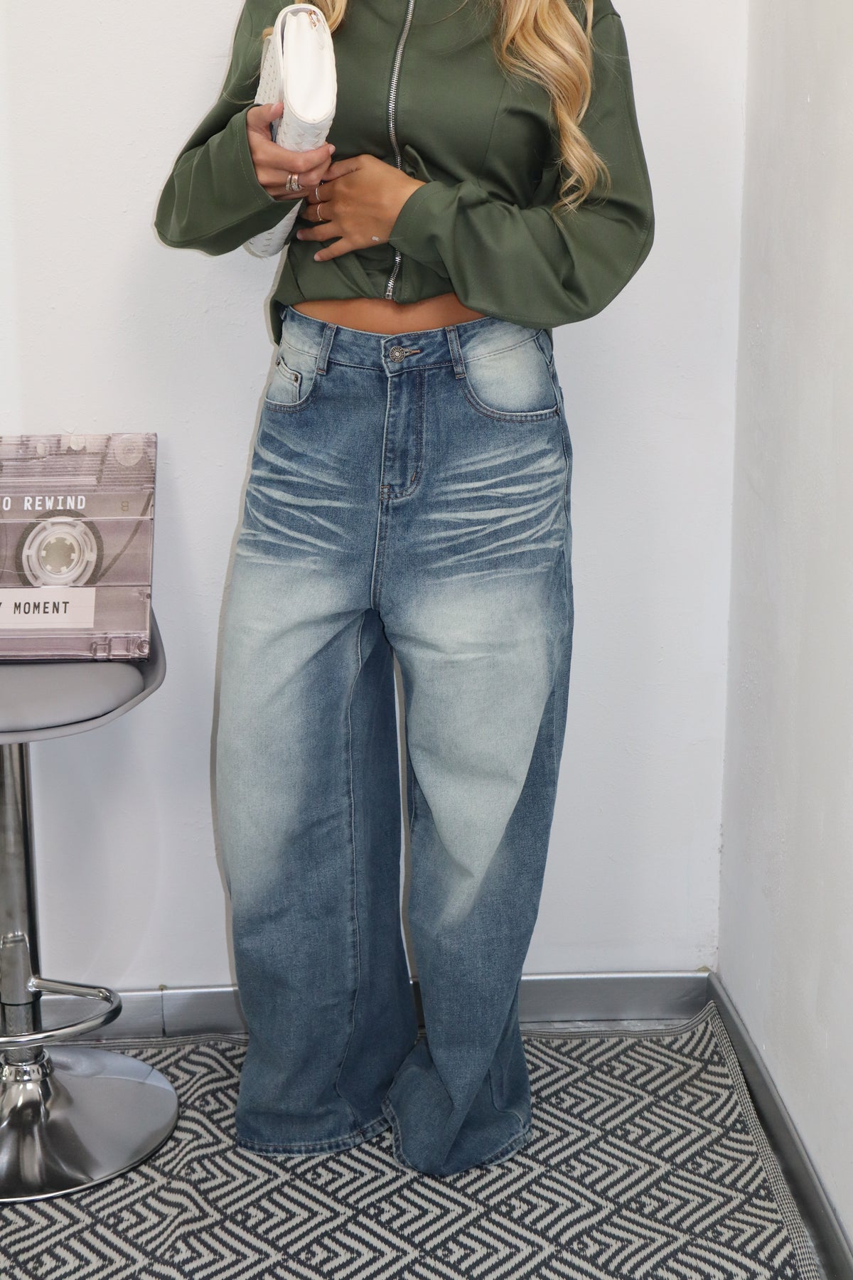Jeans baggy washed blue
