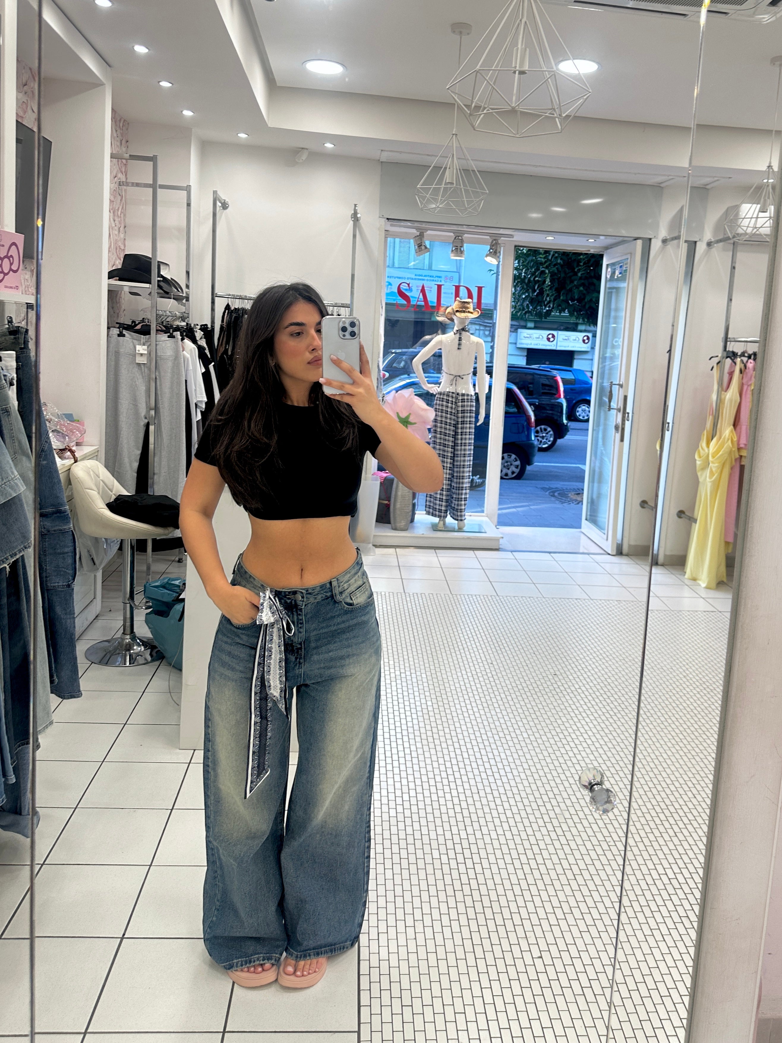 Jeans baggy + foulard