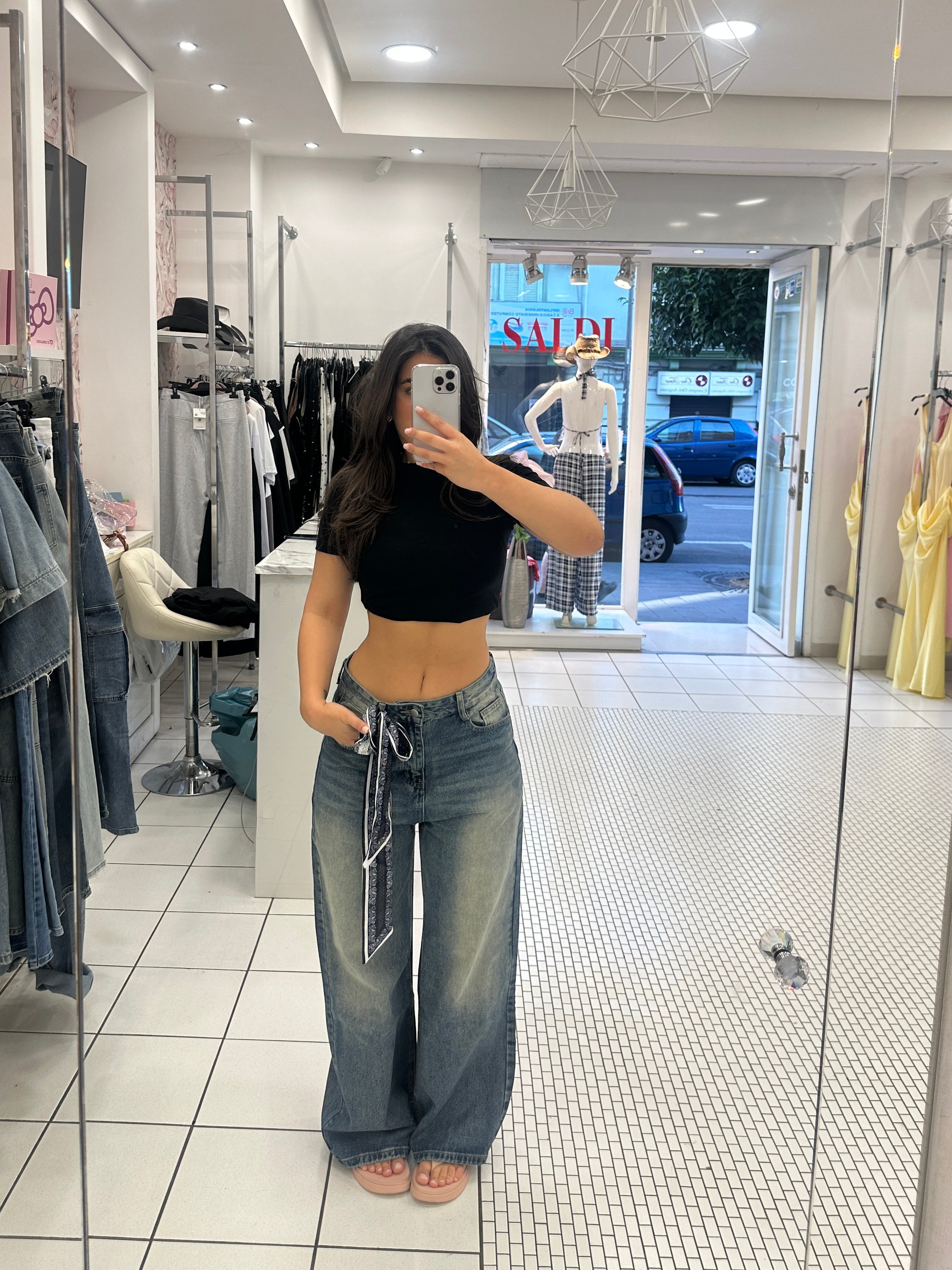 Jeans baggy + foulard